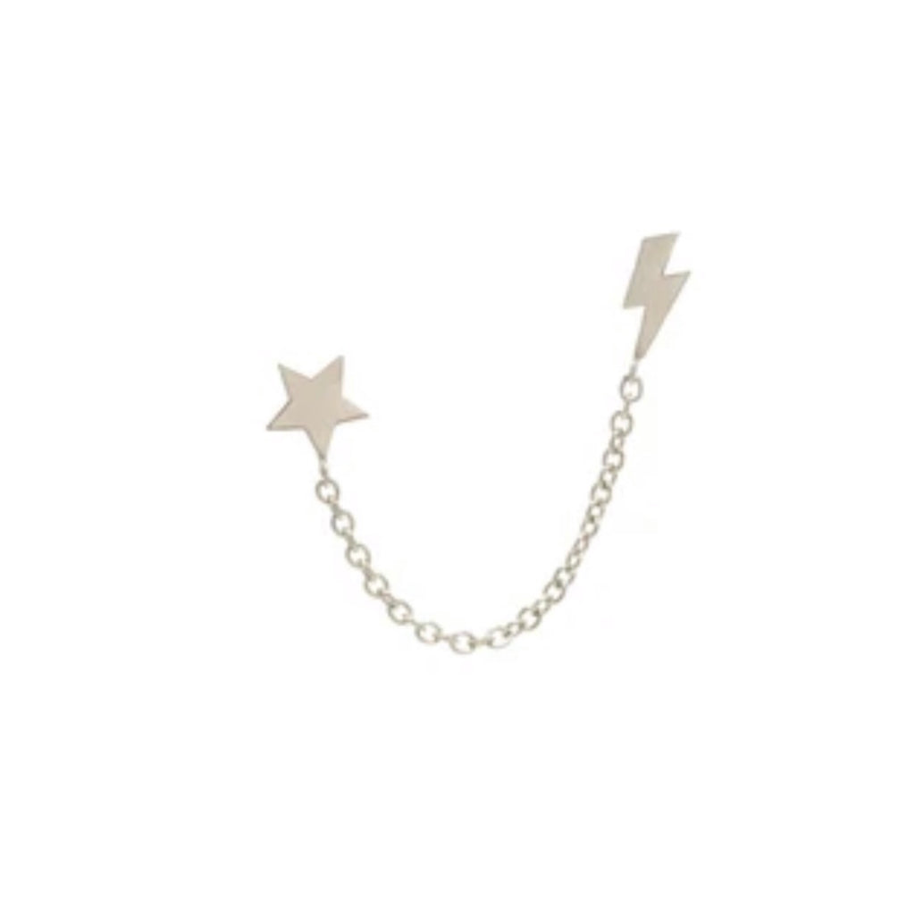 Star + Bolt Chain Earrings